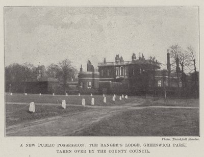 Eine neue öffentliche Besitzung, die Rangers Lodge, Greenwich Park, vom County Council übernommen von English Photographer