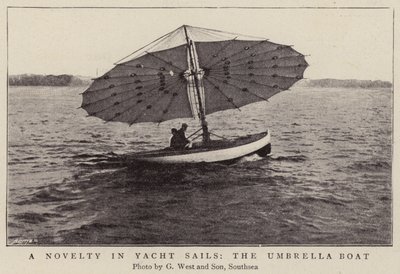 Eine Neuheit in Yachtsegeln, das Regenschirmboot von English Photographer