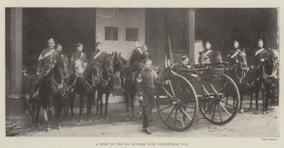 Eine Truppe der 10. Husaren mit Nordenfeldt-Kanone von English Photographer