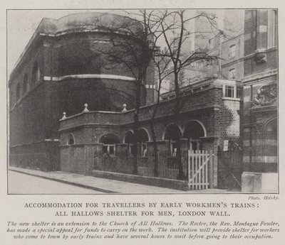 Unterkunft für Reisende mit frühen Arbeiterszügen, All Hallows Shelter for Men, London Wall von English Photographer