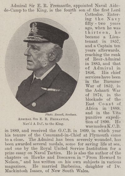 Admiral Sir E R Fremantle, Marine-ADC des Königs von English Photographer