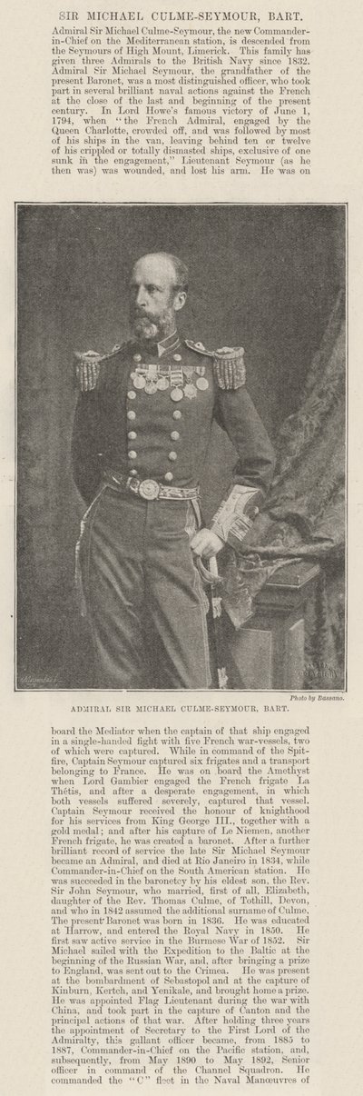Admiral Sir Michael Culme-Seymour, Baronet von English Photographer