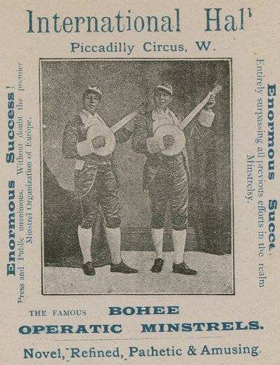 Werbung für die berühmten Bohee Operatic Minstrels von English Photographer