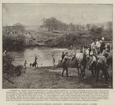 Ein Vorfall in einem südafrikanischen Feldzug, Pferde schwimmen über einen Fluss von English Photographer