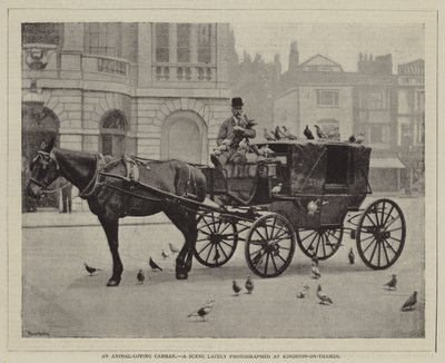 Ein tierliebender Kutscher, Eine Szene, die kürzlich in Kingston-on-Thames fotografiert wurde von English Photographer