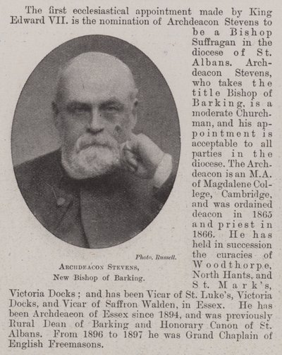 Erzdiakon Stevens, neuer Bischof von Barking von English Photographer