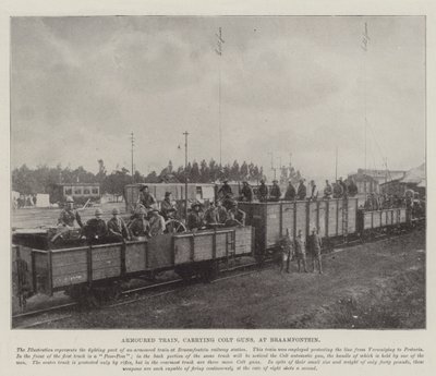 Gepanzerter Zug, der Colt-Waffen transportiert, in Braamfontein von English Photographer