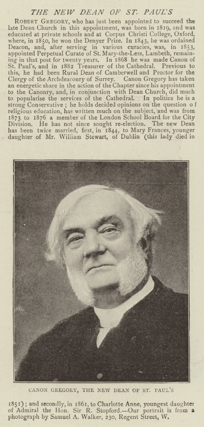 Kanonikus Gregory, der neue Dekan von St. Pauls von English Photographer