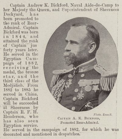 Kapitän A. K. Bickford, zum Konteradmiral befördert von English Photographer