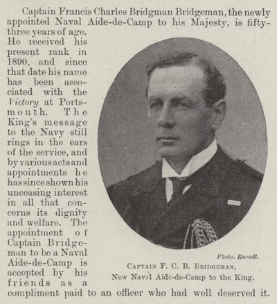 Kapitän F. C. B. Bridgeman, neuer Marine-Adjutant des Königs von English Photographer