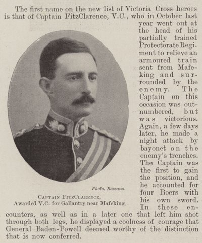 Kapitän FitzClarence, mit dem Victoria-Kreuz für Tapferkeit in der Nähe von Mafeking ausgezeichnet von English Photographer