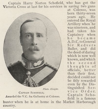 Kapitän Schofield, mit dem Victoria-Kreuz für Tapferkeit in Colenso ausgezeichnet von English Photographer