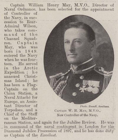 Kapitän W H May, MVO, neuer Kontrolleur der Marine von English Photographer