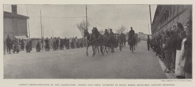Chinas Vertreter bei der Krönung, Prinz Tsai Chen, eskortiert von der Royal Horse Artillery, verlässt Shanghai von English Photographer