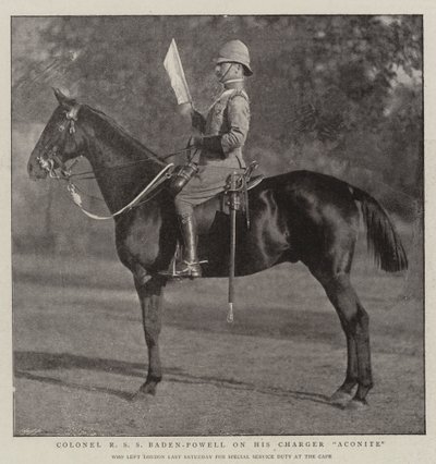 Oberst R S S Baden-Powell auf seinem Pferd Aconite von English Photographer