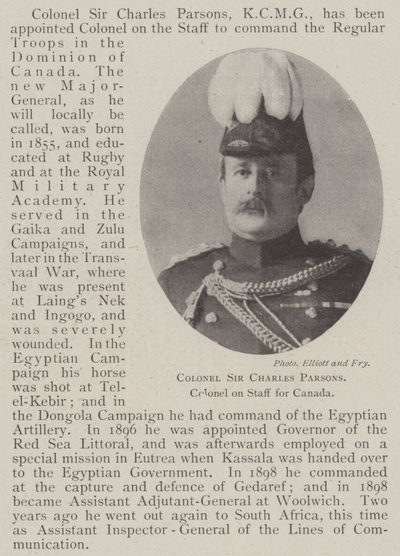 Oberst Sir Charles Parsons, Oberst im Stab für Kanada von English Photographer