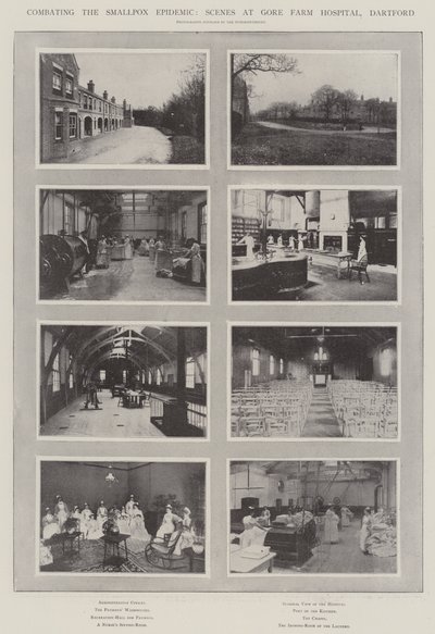 Bekämpfung der Pockenepidemie, Szenen im Gore Farm Hospital, Dartford von English Photographer