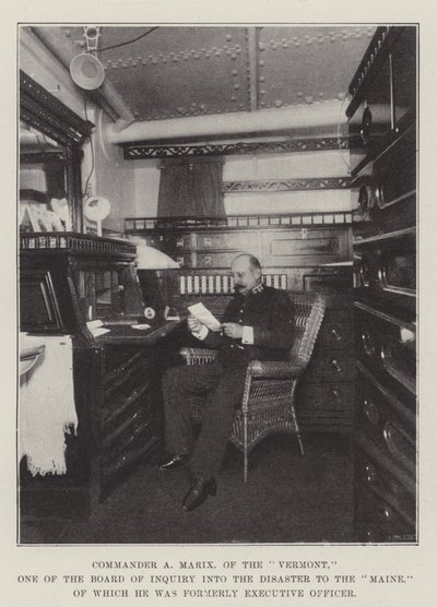 Kommandant A Marix von der Vermont, Mitglied des Untersuchungsausschusses zur Katastrophe der Maine, deren Exekutivoffizier er früher war von English Photographer