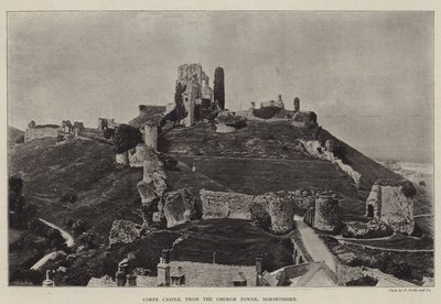 Corfe Burg, vom Kirchturm, Dorsetshire von English Photographer