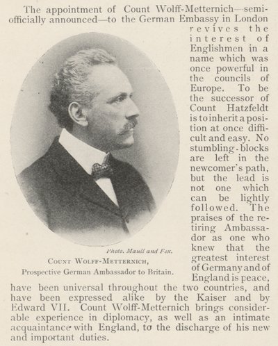 Graf Wolff-Metternich, zukünftiger deutscher Botschafter in Großbritannien von English Photographer
