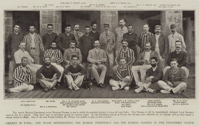 Cricket in Indien, die Teams, die das Bombay-Präsidium und die Bombay-Parsen im Präsidiumsspiel vertreten von English Photographer