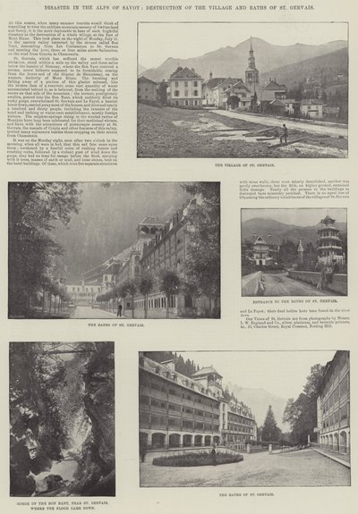 Katastrophe in den Alpen von Savoyen, Zerstörung des Dorfes und der Bäder von St. Gervais von English Photographer