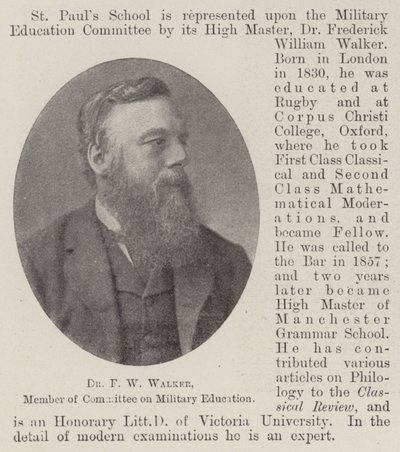 Dr. F W Walker, Mitglied des Komitees für Militärische Ausbildung von English Photographer