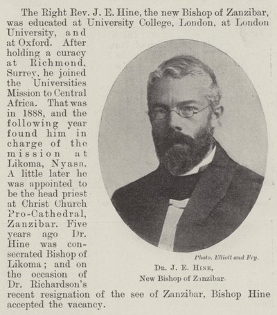 Dr. J. E. Hine, neuer Bischof von Sansibar von English Photographer