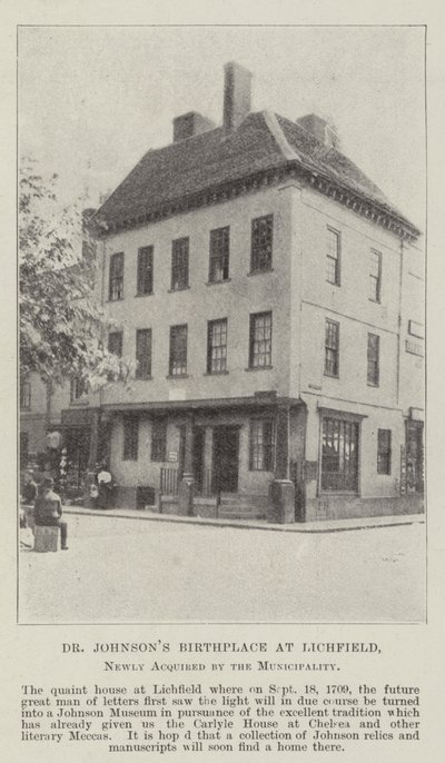 Dr. Johnsons Geburtshaus in Lichfield, neu erworben von der Gemeinde von English Photographer