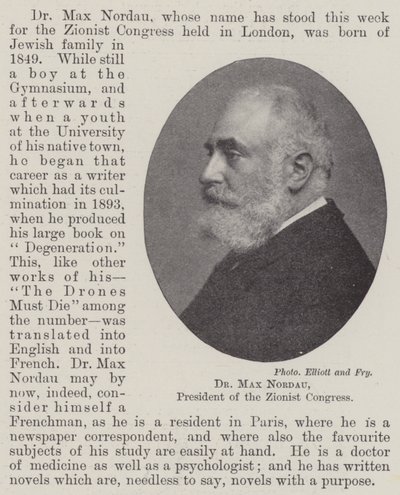 Dr. Max Nordau, Präsident des Zionistenkongresses von English Photographer
