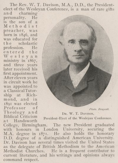Dr. W. T. Davison, designierter Präsident der Wesleyanischen Konferenz von English Photographer