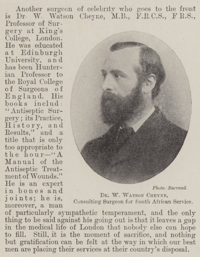Dr. W. Watson Cheyne, beratender Chirurg für den südafrikanischen Dienst von English Photographer