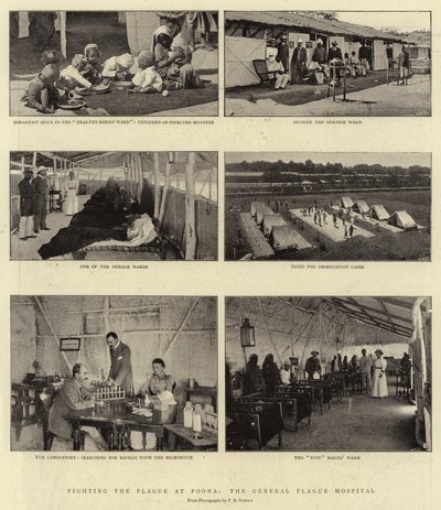Bekämpfung der Pest in Poona, das Allgemeine Pestkrankenhaus von English Photographer