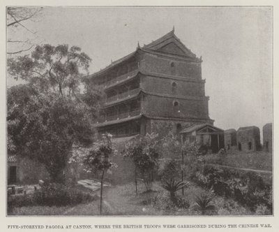 Fünfstöckige Pagode in Kanton, wo die britischen Truppen während des chinesischen Krieges stationiert waren von English Photographer