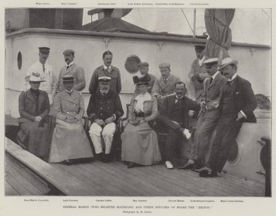 General Mahon (der Mafeking entlastete) und andere Offiziere an Bord der Briton von English Photographer