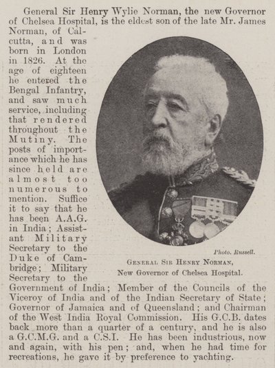General Sir Henry Norman, neuer Gouverneur des Chelsea Hospital von English Photographer