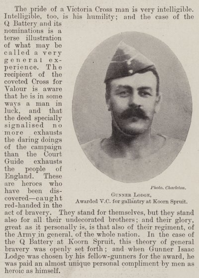 Gunner Lodge, mit dem Victoria-Kreuz für Tapferkeit bei Koorn Spruit ausgezeichnet von English Photographer