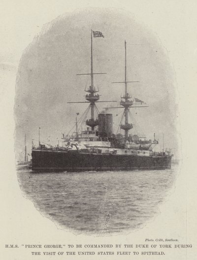 HMS Prince George, die vom Herzog von York während des Besuchs der US-Flotte in Spithead kommandiert wird von English Photographer