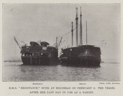 HMS Resistance, gesunken in Holyhead am 9. Februar, das Schiff nach seinem letzten Tag als Ziel von English Photographer