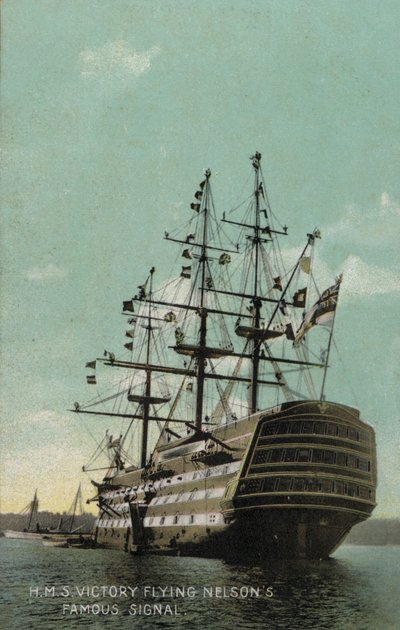 HMS Victory zeigt Nelsons berühmtes Signal von English Photographer