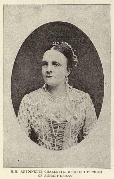 H. H. Antoinette Charlotte, regierende Herzogin von Anhalt-Dessau von English Photographer