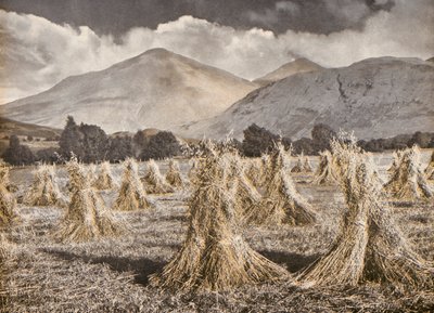 Ernte in Strathfillan unterhalb von Ben More und Stobinian von English Photographer