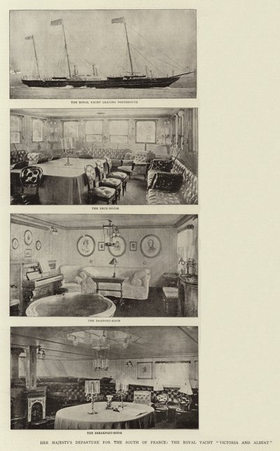 Die Abreise Ihrer Majestät nach Südfrankreich, die königliche Yacht Victoria und Albert von English Photographer