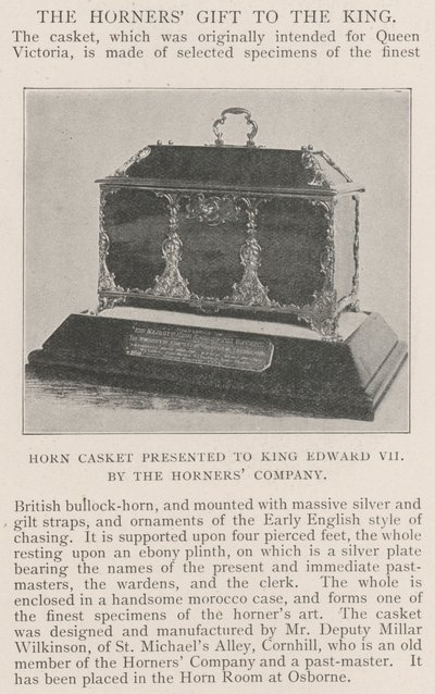 Hornkassette, präsentiert an König Edward VII von der Horners Company von English Photographer