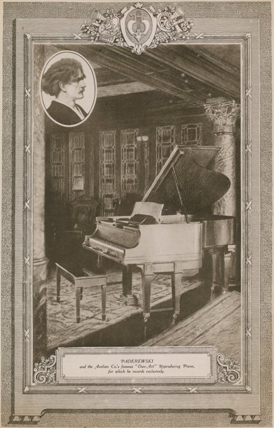 Ignacy Jan Paderewski und das berühmte Duo-Art-Reproduktionsklavier der Aeolian Company von English Photographer