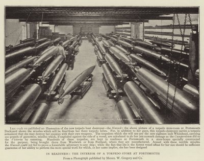 In Bereitschaft, das Innere eines Torpedolagers in Portsmouth von English Photographer