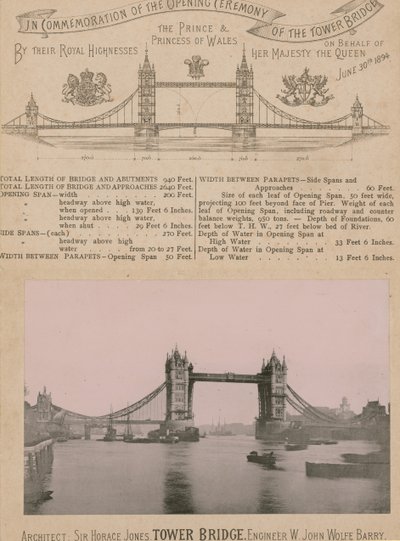 Zur Erinnerung an die Eröffnung der Tower Bridge von English Photographer