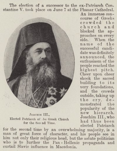 Joachim III., zum zweiten Mal zum Patriarchen der griechischen Kirche gewählt von English Photographer