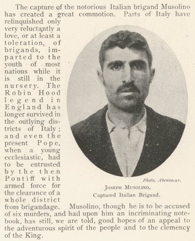 Joseph Musolino, gefangener italienischer Bandit von English Photographer