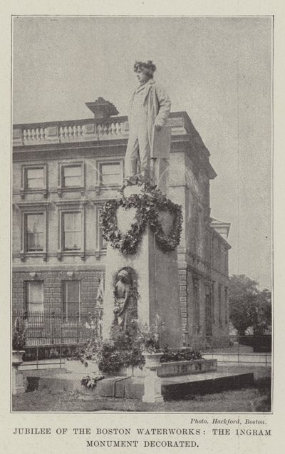 Jubiläum der Boston Waterworks, das Ingram-Denkmal geschmückt von English Photographer